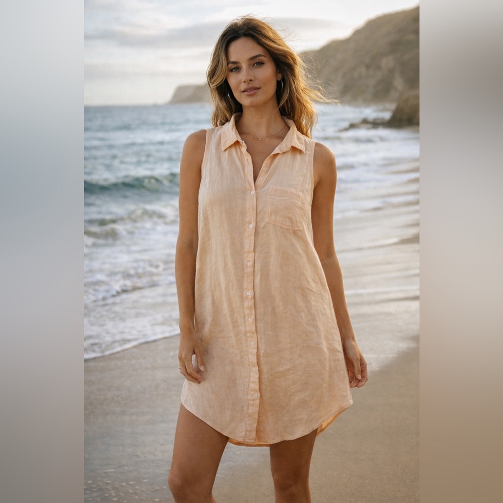 Jackson Rowe Linen Blend Button Shirt Dress size Small